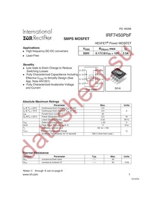 IRF7450TRPBF datasheet  